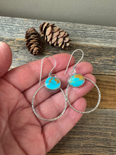 Load image into Gallery viewer, Turquoise Mountain Earrings - textured sterling silver hoops