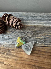 Load image into Gallery viewer, Mismatched Turquoise Triangle Earrings - sterling silver