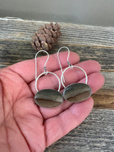 Load image into Gallery viewer, Night sky Landscape Jasper Earrings ~ Simple Setting