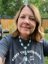 Load image into Gallery viewer, Turquoise Lariat - pale blue Hubei turquoise and sterling silver