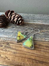 Load image into Gallery viewer, Mismatched Turquoise Triangle Earrings - sterling silver