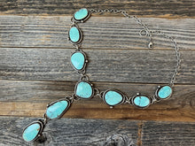 Load image into Gallery viewer, Turquoise Lariat - pale blue Hubei turquoise and sterling silver