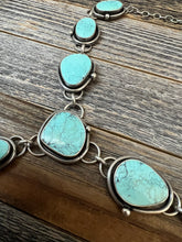 Load image into Gallery viewer, Turquoise Lariat - pale blue Hubei turquoise and sterling silver