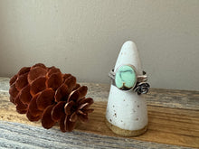 Load image into Gallery viewer, Desert Bloom Turquoise + Silver Rose Stacking Ring set - Size 7