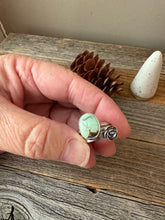 Load image into Gallery viewer, Desert Bloom Turquoise + Silver Rose Stacking Ring set - Size 7