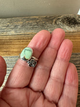 Load image into Gallery viewer, Desert Bloom Turquoise + Silver Rose Stacking Ring set - Size 7