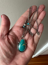 Load image into Gallery viewer, Teal Blue Royston Turquoise Pendant Necklace - 18" sterling silver