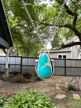 Load image into Gallery viewer, Teal Blue Royston Turquoise Pendant Necklace - 18" sterling silver