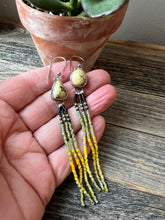 Load image into Gallery viewer, Bohemian Fringe Earrings - Yellow New Lander Variscite