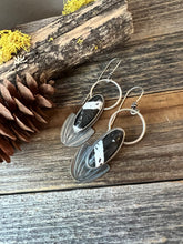 Load image into Gallery viewer, White Buffalo and Stamped Silver Earrings