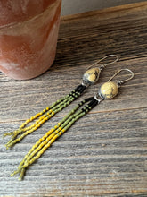 Load image into Gallery viewer, Bohemian Fringe Earrings - Yellow New Lander Variscite