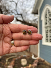 Load image into Gallery viewer, Green Amber Studs