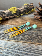 Load image into Gallery viewer, Bohemian Fringe Earrings - Desert Bloom Variscite - Studs