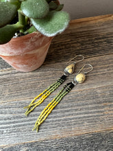 Load image into Gallery viewer, Bohemian Fringe Earrings - Yellow New Lander Variscite