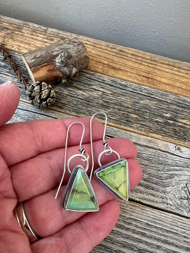 Mismatched Turquoise Triangle Earrings - sterling silver RESERVED
