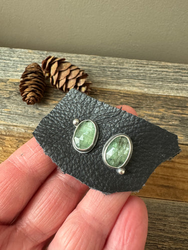 Gorgeous Rosecut Green Kyanite Studs