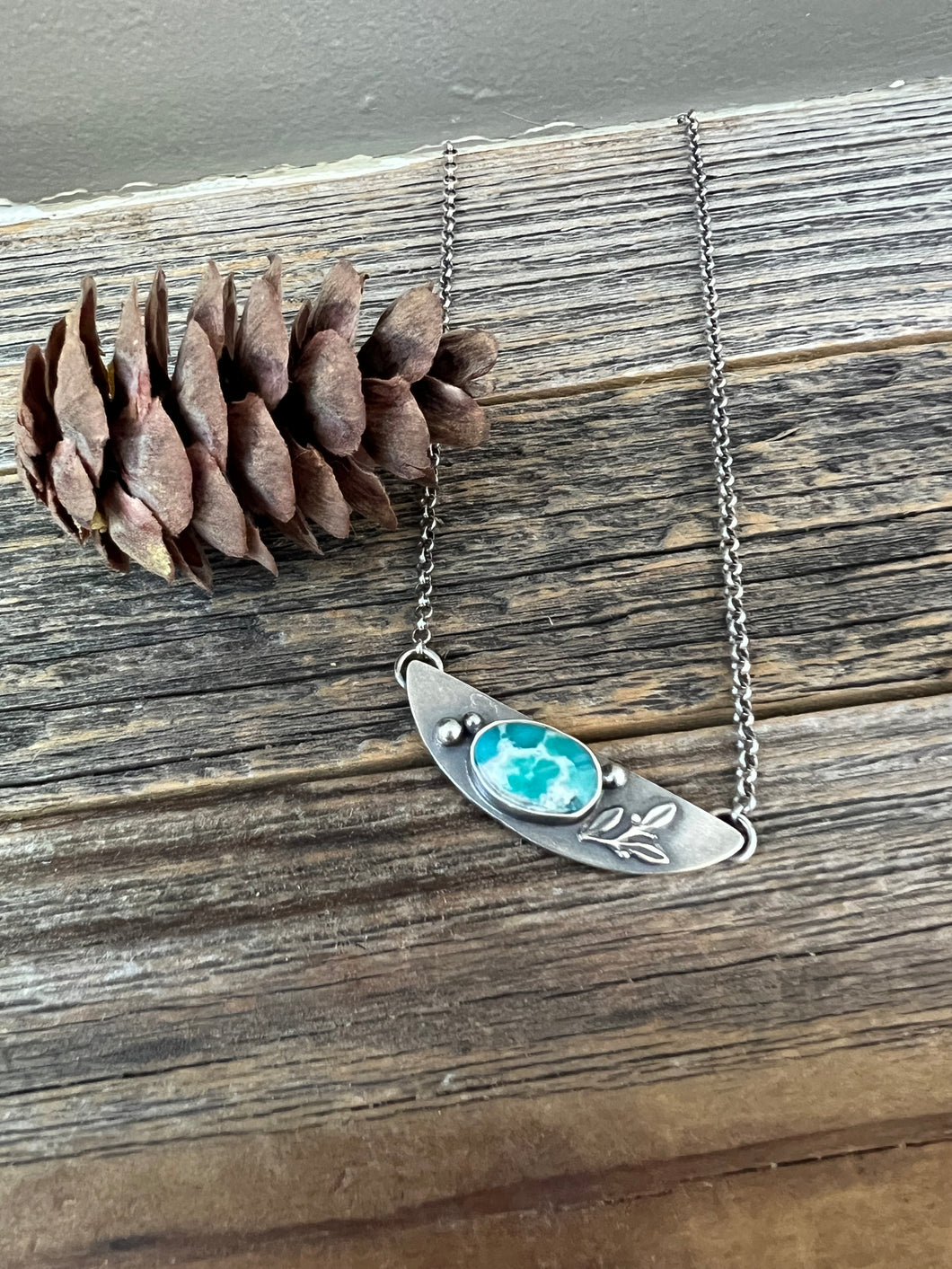 Whitewater Turquoise Necklace- 17” sterling silver