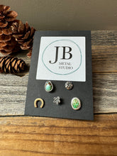 Load image into Gallery viewer, Funky Mismatch Stud Earring Set - turquoise and sterling silver