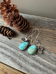 Blue Moon Turquoise & Silver Succulent Earrings