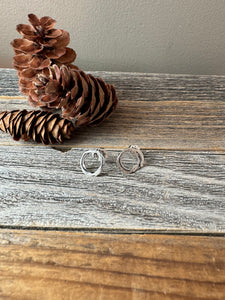 Rustic Everyday Earrings - organic silver circles