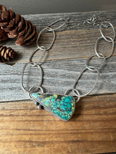 Load image into Gallery viewer, Large Hubei Turquoise Choker Necklace - handmade silver links