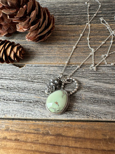 Damele Variscite & Solid Sterling Silver Baby Hemlock Cone Necklace