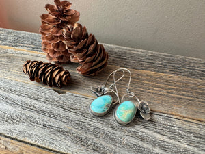 Blue Moon Turquoise & Silver Succulent Earrings