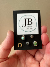 Load image into Gallery viewer, Funky Mismatch Stud Earring Set - turquoise and sterling silver