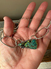 Load image into Gallery viewer, Large Hubei Turquoise Choker Necklace - handmade silver links