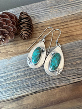 Load image into Gallery viewer, Hubei Turquoise Earrings - rustic sterling silver teardrops