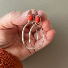 Load image into Gallery viewer, Red Spiny Oyster Studs with hoops