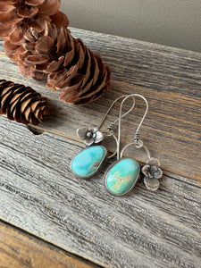 Blue Moon Turquoise & Silver Succulent Earrings