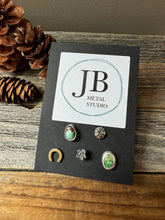 Load image into Gallery viewer, Funky Mismatch Stud Earring Set - turquoise and sterling silver