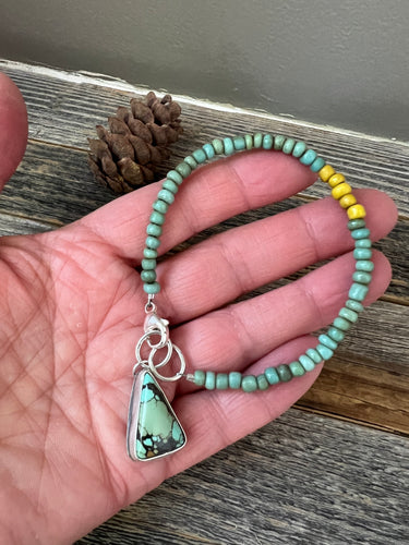 African Trade Bead Bracelet with Hubei Turquoise charm