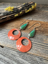 Load image into Gallery viewer, Reserved - Colorblock Earrings - Turquoise and Enameled Copper