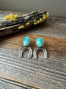 Whitewater Turquoise Studs with silver rainbows