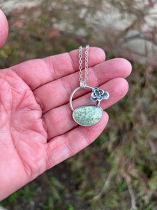Neptune Variscite and Silver Succulent Pendant Necklace