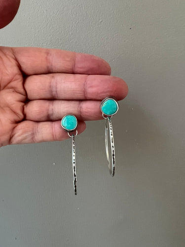 Kingman Turquoise Studs with textured silver hoops