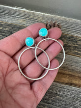 Load image into Gallery viewer, Kingman Turquoise Studs with textured silver hoops