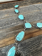 Load image into Gallery viewer, Turquoise Lariat - pale blue Hubei turquoise and sterling silver