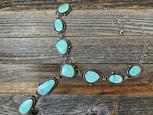Load image into Gallery viewer, Turquoise Lariat - pale blue Hubei turquoise and sterling silver