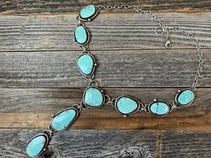 Turquoise Lariat - pale blue Hubei turquoise and sterling silver