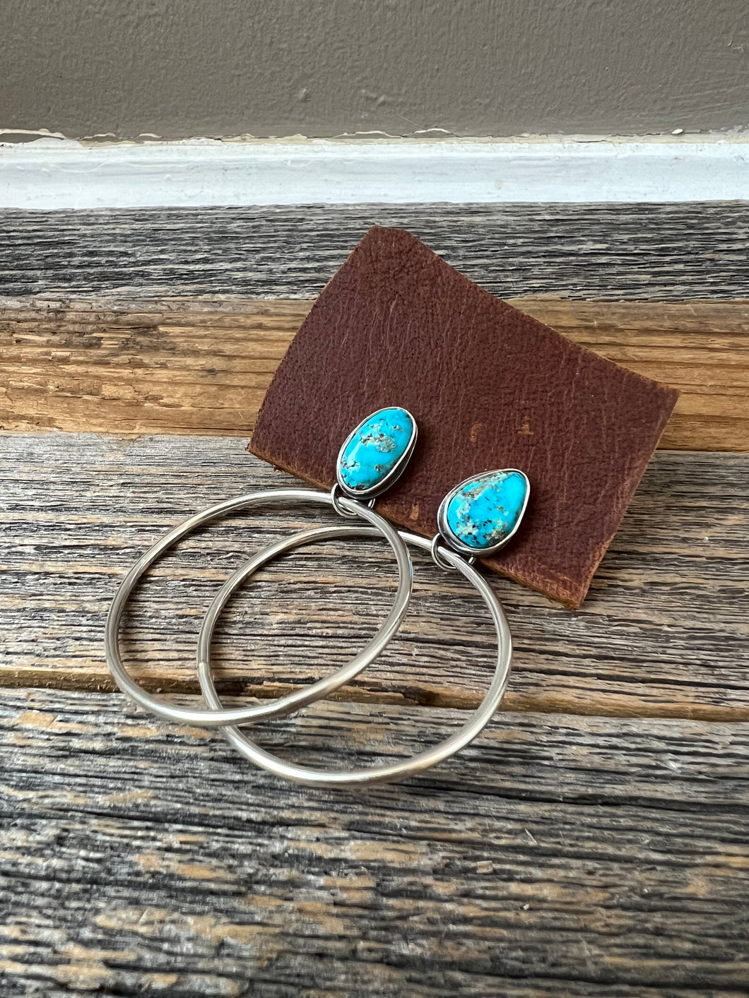 Morenci Turquoise Studs with Hoops - RESERVED