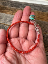 Load image into Gallery viewer, Mediterran Coral Bead Bracelet with Turquoise charm
