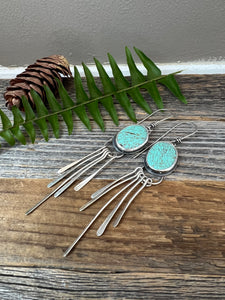 #8 Turquoise Earrings with sterling silver fringe