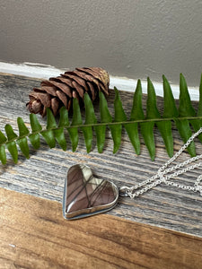 Beautiful Imperial Jasper Heart Pendant Necklace - 18” sterling silver