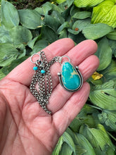 Load image into Gallery viewer, Teal Blue Royston Turquoise Pendant Necklace - 18&quot; sterling silver