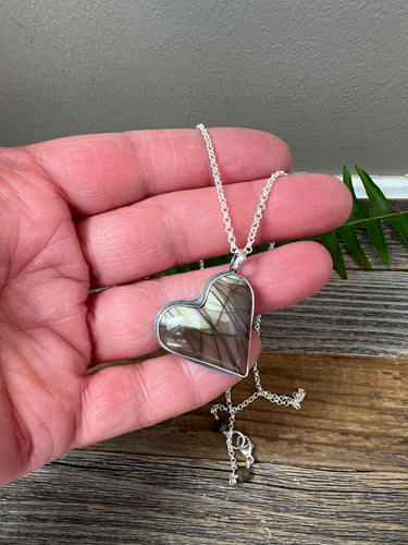 Beautiful Imperial Jasper Heart Pendant Necklace - 18” sterling silver