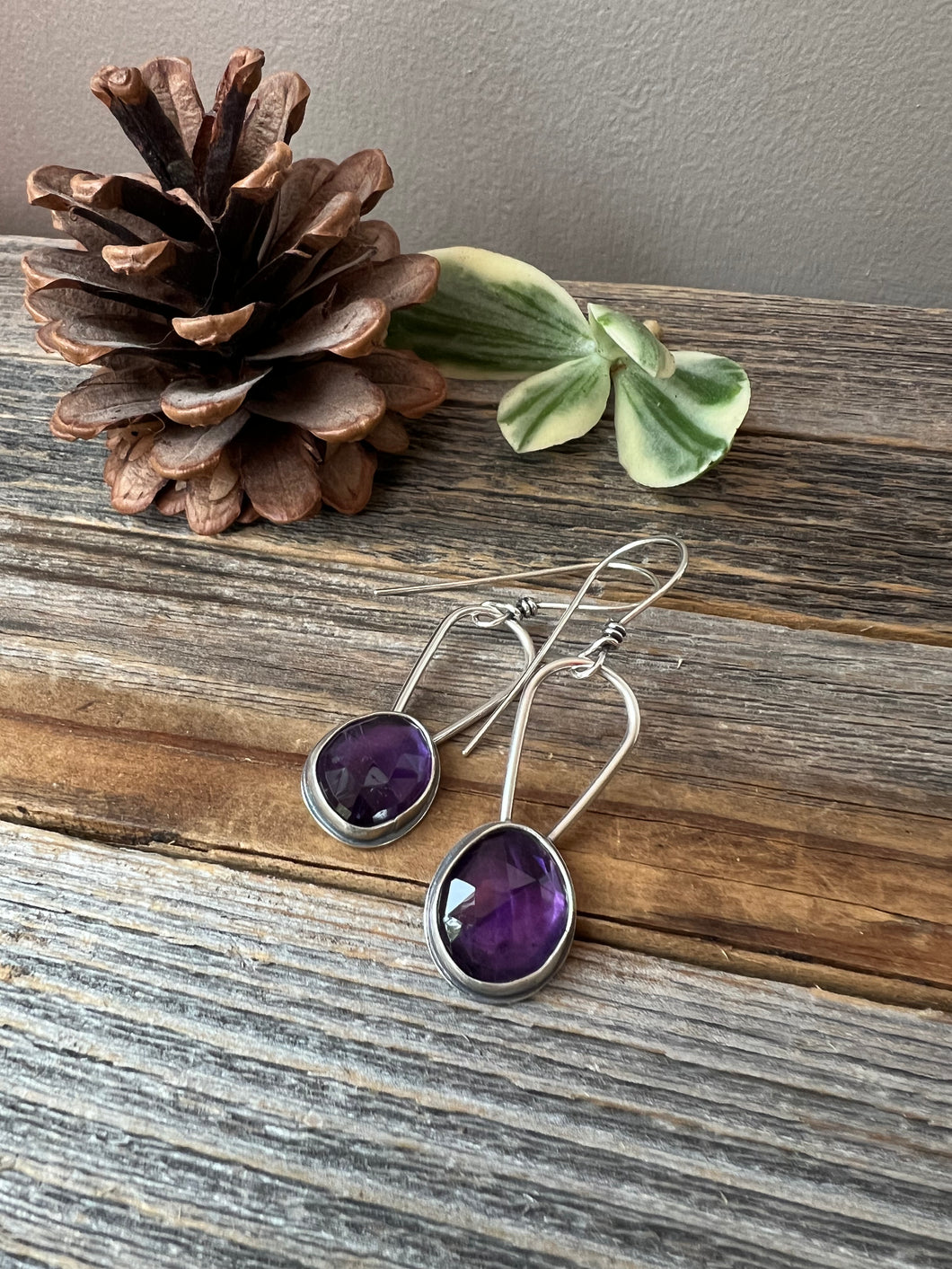 Amethyst Earrings - sterling silver dangles