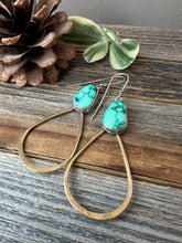 Load image into Gallery viewer, Emerald Rose Variscite Earrings - oxidized sterling silver and brass